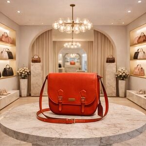 Elegant Ralph Lauren Orange Leather Shoulder Bag